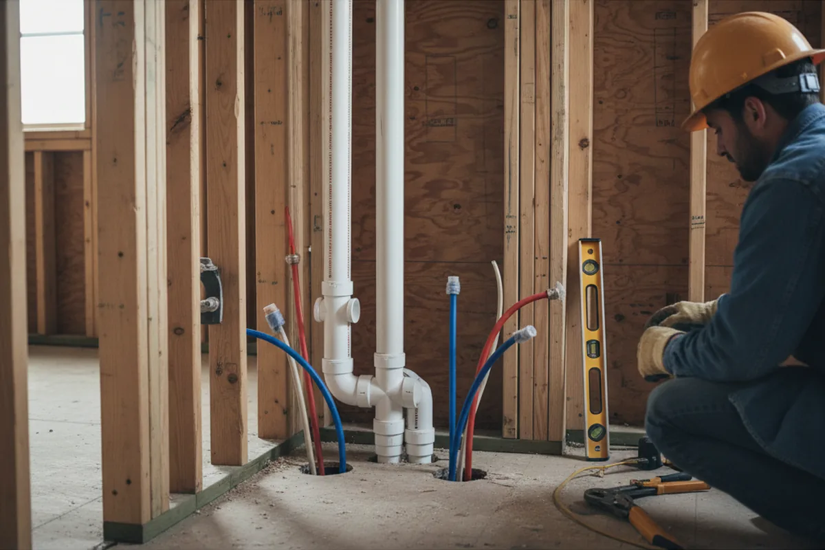 Drain and supply rough-in during Drain Cleaning in Centerville